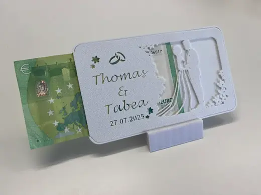 Hochzeitsgeschenkkarte für 100€ Schein