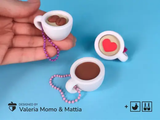 Coffee Cup Keychain & Charms (print-in-parts)