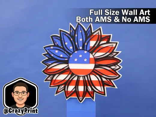 Patriotic flag sunflower wall art/sign -No AMS