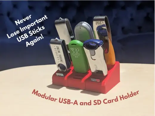 Modular USB-A and MicroSD Card Stand