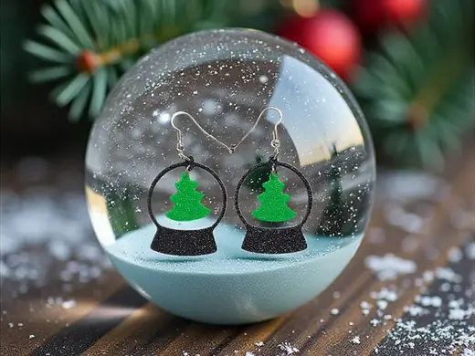 Tree in a crystal ball earrings