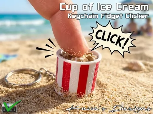 Cup of Ice Cream Fidget Clicker Keychain