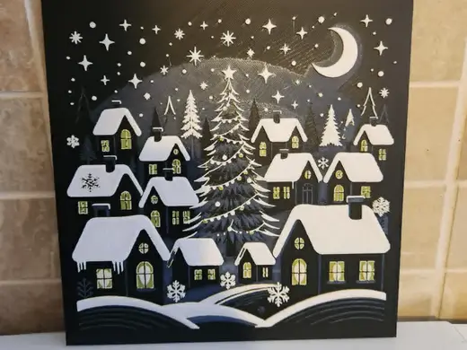 Winter Christmas Village Scene