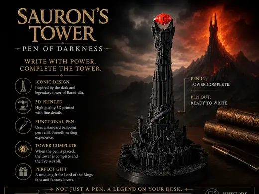 Sauron's Tower Pen and Pen Holder