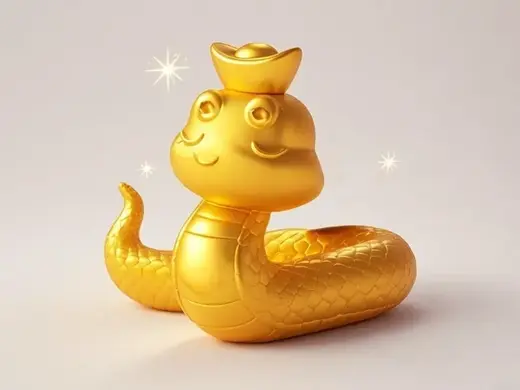 金蛇献瑞,元宝贺岁,蛇年大吉!