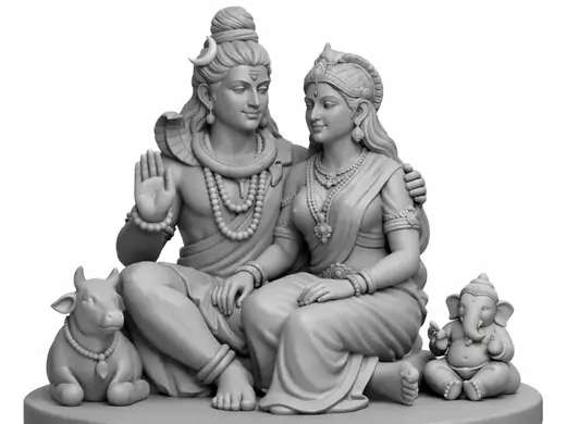 Shiv Parvati with Ganesha & Nandi