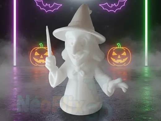 Sorcière d'Halloween avec baguette