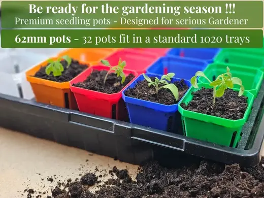 62mm Premium Seedling Pots-Fit Standard 1020 Trays