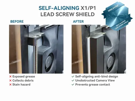 Self-aligning X1C/P1S/P1P Lead Screw Shield