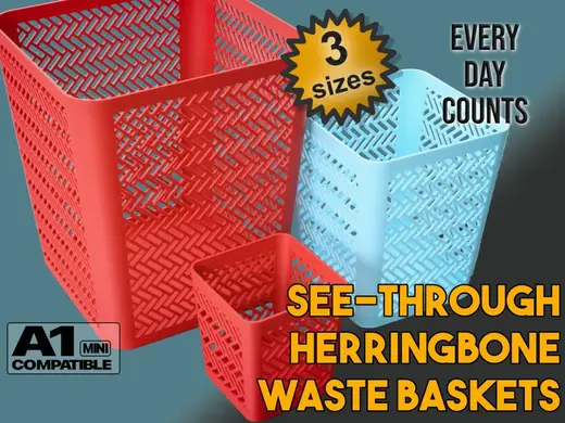 See-through Herringbone Waste Baskets/Storage Bins