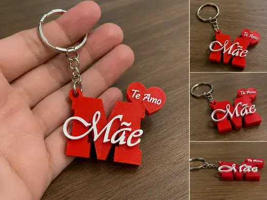 Chaveiro Dia das Mães Te Amo 2 corações