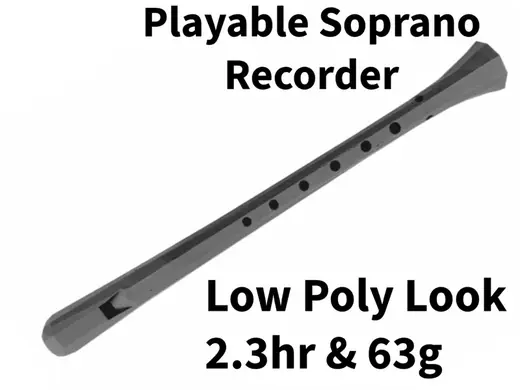 Low Poly Playable Soprano Recorder