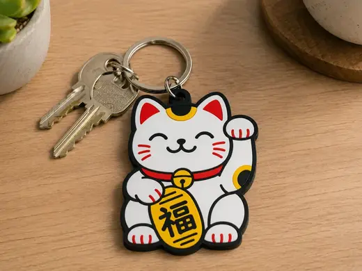 Lucky Cat Maneki Neko Keychain