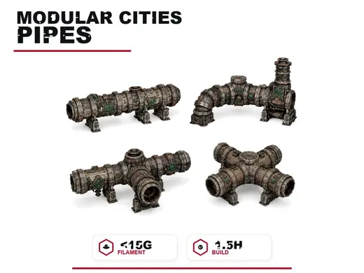 Modular Cities Pipe Network - FDM Friendly Terrain