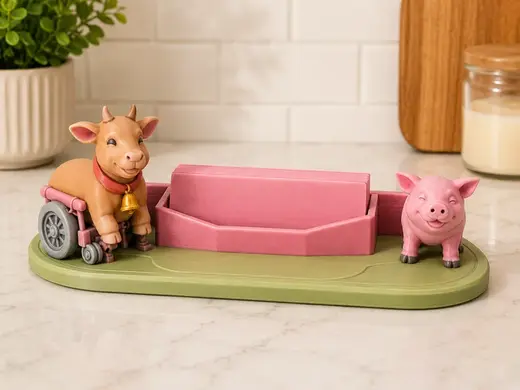 Disabled goat and pig business card holder