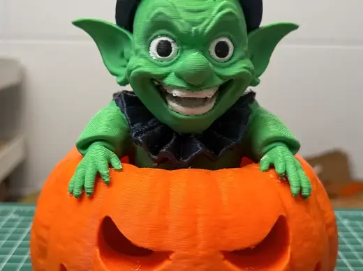 Goblin in pumpkin lantern