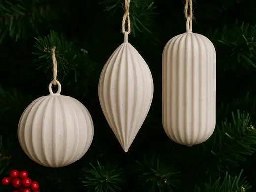Minimalist Ribbed Christmas Ornaments (Set of 3)