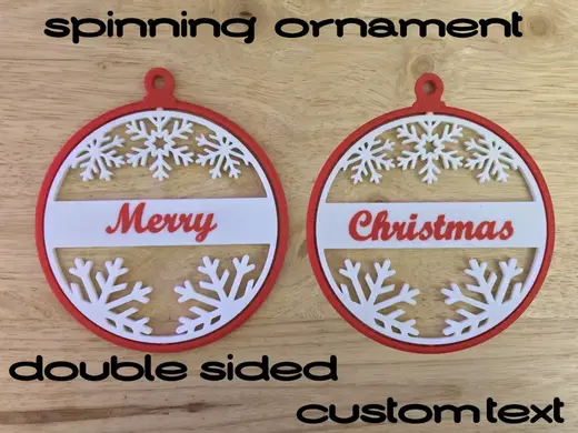 Spinning Christmas Ornament - 2 Sided Custom Text