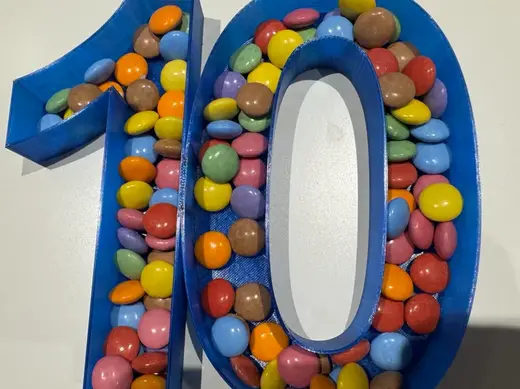 10. Geburtstag - Form für Deko, Bonbons, Moos etc
