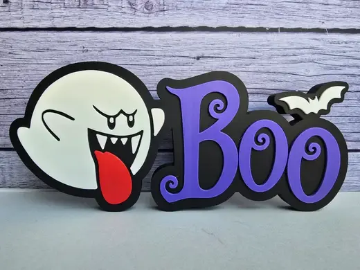 Boo Mario Halloween Sign