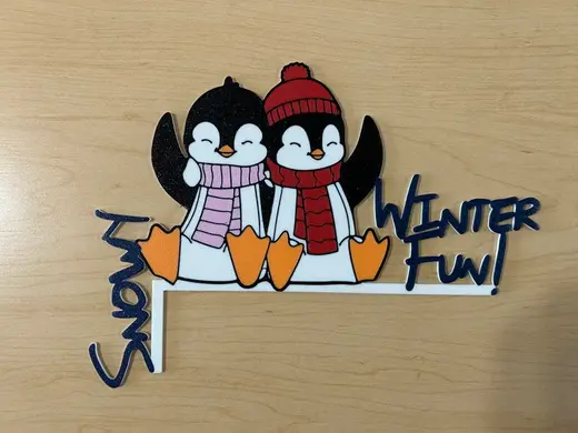 snowy winter fun decor Cute Penguin left