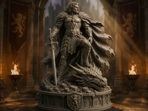 Dragon Slayer Warrior-Epic Fantasy Knight Statue