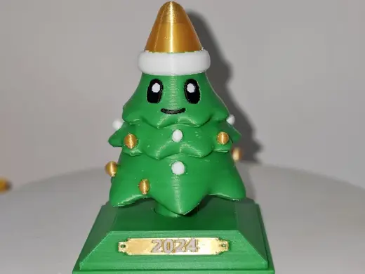 Cute Christmas tree with Santa Hat