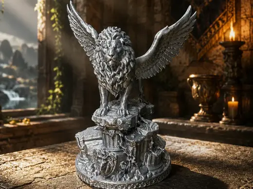 Winged Lion Guardian –Majestic Fantasy Lion Statue