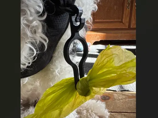 Dog poop bag holder for harness