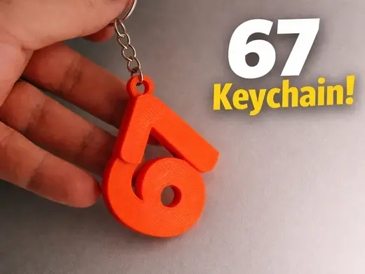 67 Keychain – Bold 3D Printed Number Keychain