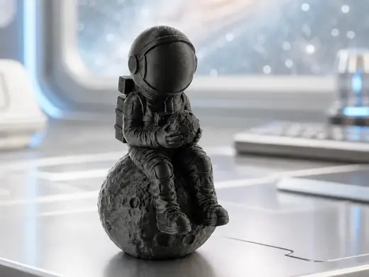 Astronaut on Moon Sculpture - Space Decor Figurine