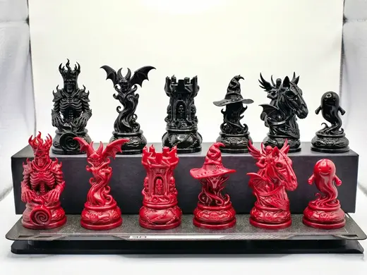 Dark Demonic Fantasy Chess Set| Gothic Horror
