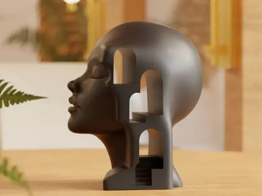 Surreal Architectural Female Bust Sculpture
