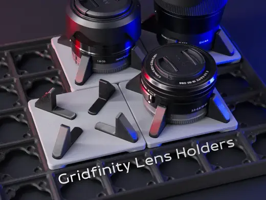 TPU Padded Gridfinity Lens Holders - 60mm to 80mm