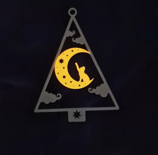 Christmas tree decoration cat moon