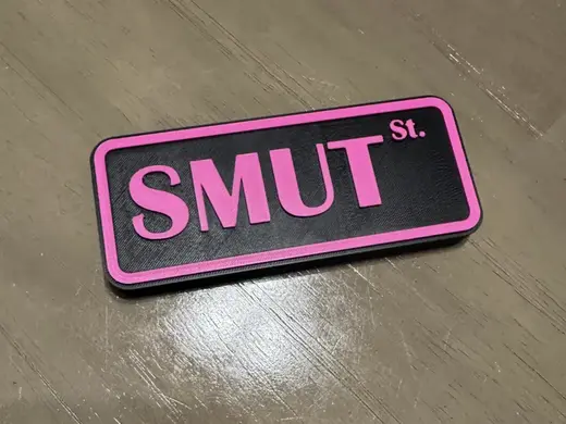 Smut St. Bookshelf Sign