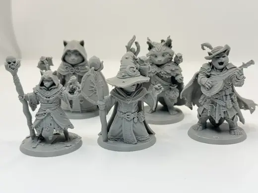 D&D Adventure Cats: 1/32mm Hero Squad (6 Minis)
