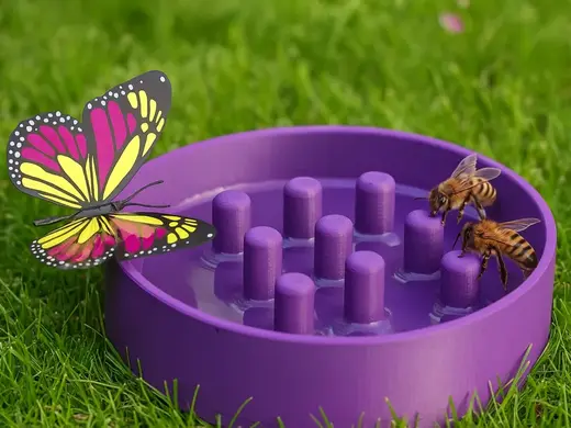 Vogel- und Insekten-Tränke mit Magnet und Überlauf
