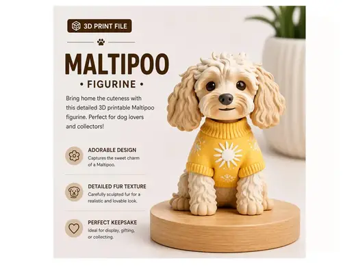 Maltipoo Figurine Puppy Dog Cavapoo Poodle