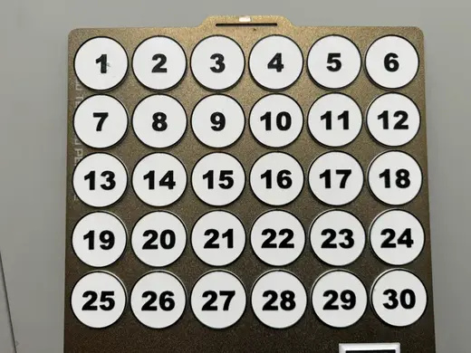 Large set of tokens with number 1 - 180