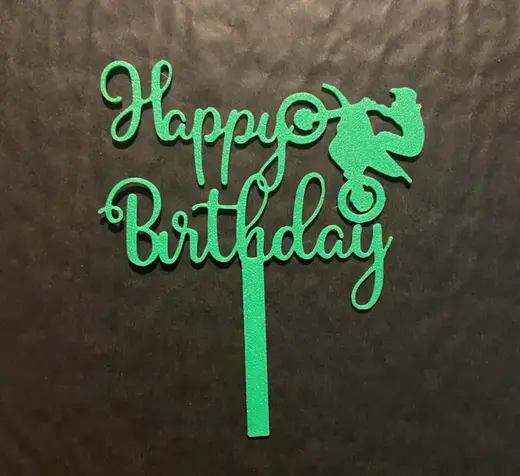 happy birthday bike cake topper