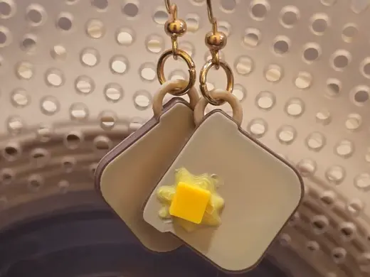 3D Buttered toast earrings