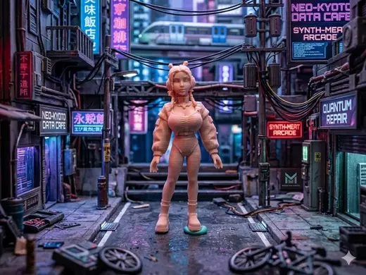 figurine femme style cyberpunk