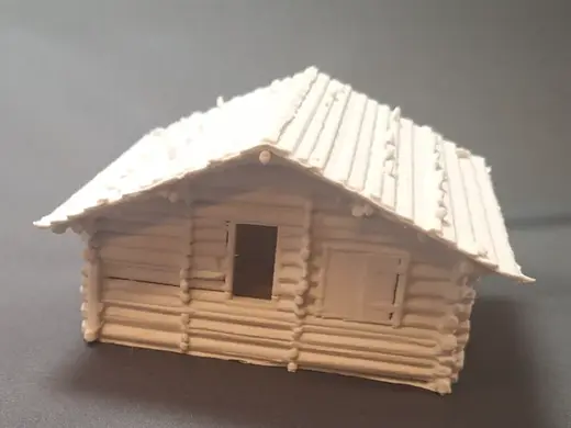 Detailreiches Modell einer Almhütte