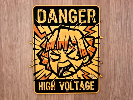 Zenitsu "HIGH VOLTAGE" - Door Poster (HueForge)