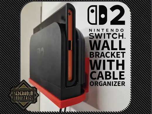 Switch 2 wall mount with built in cable organizer