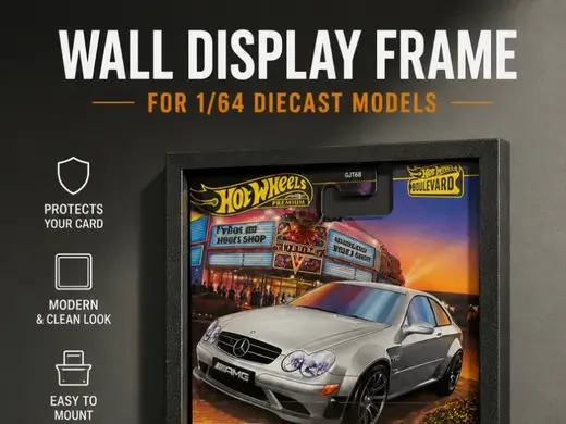 Wall display frame for 1/64 diecast cars