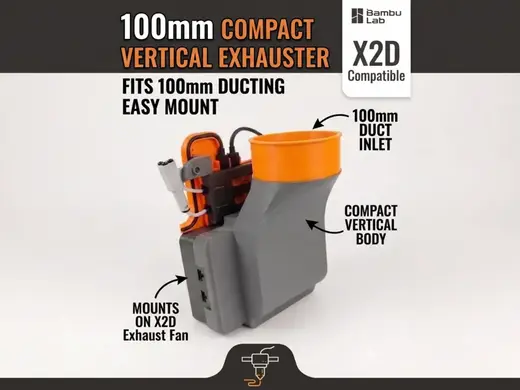 X2D Low-Profile 100mm Vertical fume Extractor