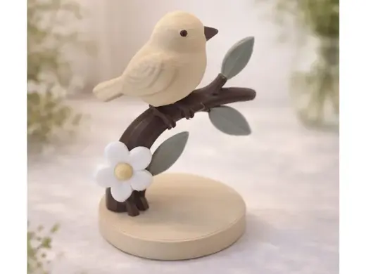 Minimalistischer Vogel auf Ast