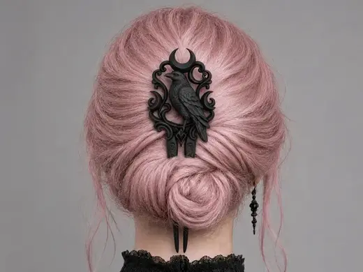 Goth Raven Moon Hair Fork